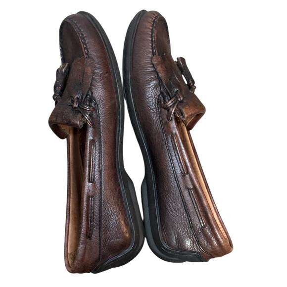 JOHNSON & MURPHY Leather Slip On Tassel Loafer Mens SZ 10 - Picture 5 of 11